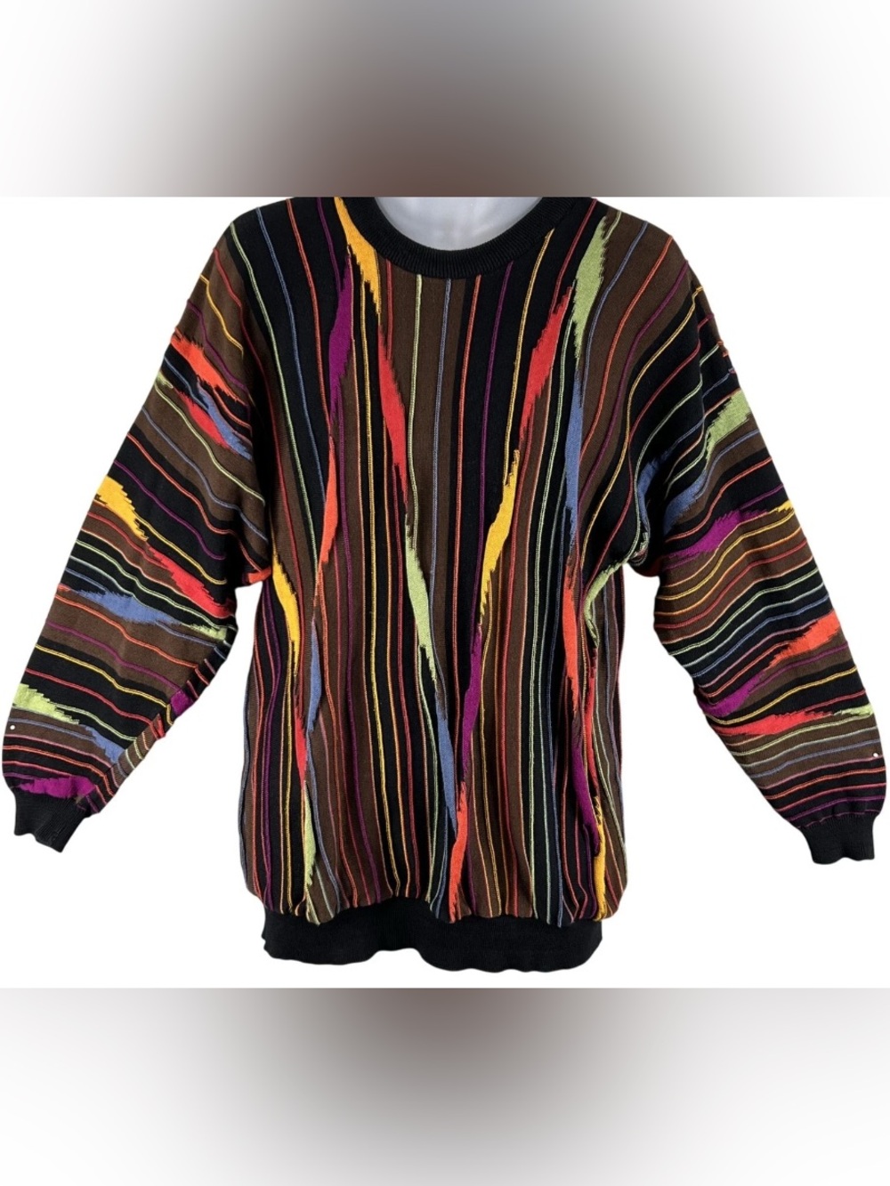 Vintage Norm Thompson Tundra 3D 90’s Coogi Knit Multicolor Sweater Men’s Size XL